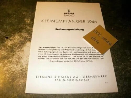Siemens kleinempfänger 1946 - kleinempfänger,